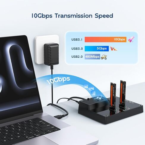 محطة إرساء Dual Bay NVMe، وحدة نسخ MAIWO M.2 مع استنساخ NVMe (بحد أقصى 10 جيجابت في الثانية)، قاعدة M.2 مع ضوء مؤشر LED، وضع النوم تلقائيًا in Kuwait