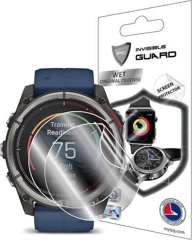 IPG for Garmin quatix® 7X Solar Edition Smartwatch Watch Screen Protector (2 Units) Invisible Ultra HD Clear Film Anti Scratch Guard-Smooth/Self-Healing/Bubble -Free for quatix® 7X Solar in Kuwait