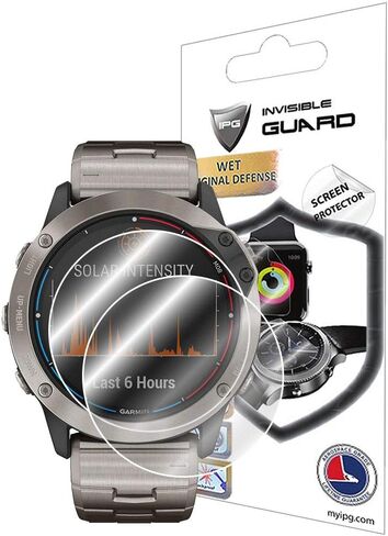 IPG for Garmin quatix® 7X Solar Edition Smartwatch Watch Screen Protector (2 Units) Invisible Ultra HD Clear Film Anti Scratch Guard-Smooth/Self-Healing/Bubble -Free for quatix® 7X Solar in Kuwait