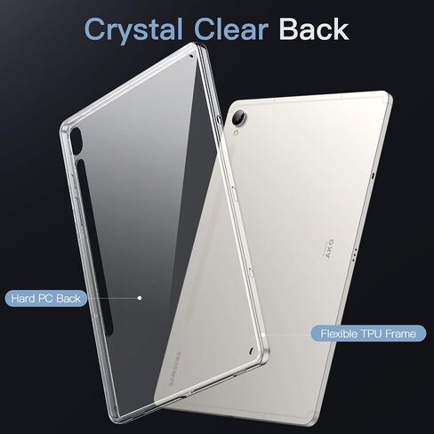 JETech Clear Case for Samsung Galaxy Tab S9 FE Plus 12.4-Inch, Anti-Yellowing Transparent Shockproof Slim Tablet Cover with Hard PC Back and Soft TPU Bumper, Support S Pen Wireless Charging (Clear) in Saudi Arabia