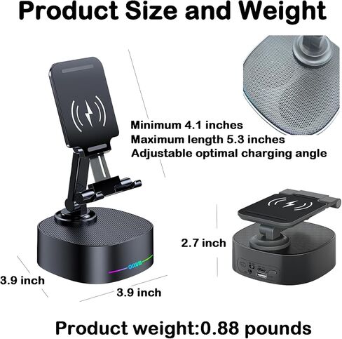 مكبر صوت Bluetooth مع الشحن اللاسلكي والهاتف الخلوي ، وأفضل مكبرات صوت من أجل iPhone/iPad/Samsung Galaxy ، و HD Prounde Sound مثالي للمنزل والخارج ، والهدية الإبداعية (أسود) in Saudi Arabia