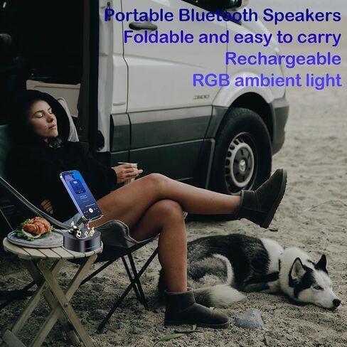 مكبر صوت Bluetooth مع الشحن اللاسلكي والهاتف الخلوي ، وأفضل مكبرات صوت من أجل iPhone/iPad/Samsung Galaxy ، و HD Prounde Sound مثالي للمنزل والخارج ، والهدية الإبداعية (أسود) in Saudi Arabia