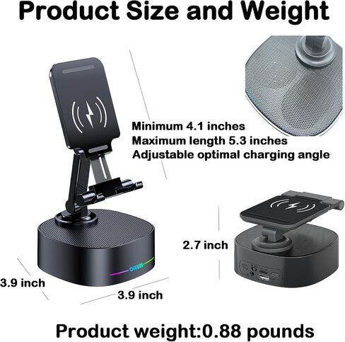 مكبر صوت Bluetooth مع الشحن اللاسلكي والهاتف الخلوي ، وأفضل مكبرات صوت من أجل iPhone/iPad/Samsung Galaxy ، و HD Prounde Sound مثالي للمنزل والخارج ، والهدية الإبداعية (أسود) in Saudi Arabia