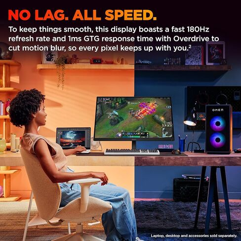 HP OMEN 27 inch QHD 180Hz Gaming Monitor, Quad HD Display (2560 x 1440), IPS Panel Technology, HDR 400, 1ms GtG (with Overdrive), AMD FreeSync Technology, Black, OMEN 27q G2 (2025) in Saudi Arabia