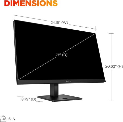 HP OMEN 27 inch QHD 180Hz Gaming Monitor, Quad HD Display (2560 x 1440), IPS Panel Technology, HDR 400, 1ms GtG (with Overdrive), AMD FreeSync Technology, Black, OMEN 27q G2 (2025) in Saudi Arabia