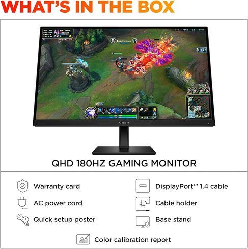 HP OMEN 27 inch QHD 180Hz Gaming Monitor, Quad HD Display (2560 x 1440), IPS Panel Technology, HDR 400, 1ms GtG (with Overdrive), AMD FreeSync Technology, Black, OMEN 27q G2 (2025) in Saudi Arabia
