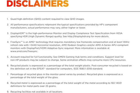 HP OMEN 27 inch QHD 180Hz Gaming Monitor, Quad HD Display (2560 x 1440), IPS Panel Technology, HDR 400, 1ms GtG (with Overdrive), AMD FreeSync Technology, Black, OMEN 27q G2 (2025) in Saudi Arabia