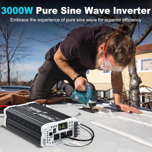 3000 watt Pure sine Wave Inverter, 12V DC to 110V AC Power Inverter, Used for Solar Emergency Power Supply in RV Homes, with 3 AC Output sockets, USB Port, Type-C Port, Remote Control with LCD Screen in Saudi Arabia