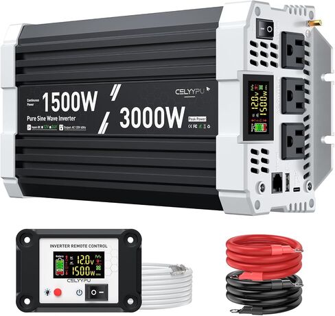 3000 watt Pure sine Wave Inverter, 12V DC to 110V AC Power Inverter, Used for Solar Emergency Power Supply in RV Homes, with 3 AC Output sockets, USB Port, Type-C Port, Remote Control with LCD Screen in Saudi Arabia
