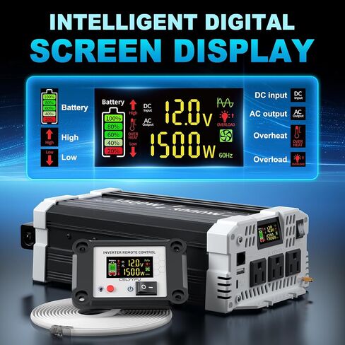3000 watt Pure sine Wave Inverter, 12V DC to 110V AC Power Inverter, Used for Solar Emergency Power Supply in RV Homes, with 3 AC Output sockets, USB Port, Type-C Port, Remote Control with LCD Screen in Saudi Arabia