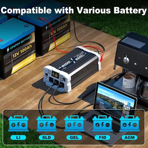 3000 watt Pure sine Wave Inverter, 12V DC to 110V AC Power Inverter, Used for Solar Emergency Power Supply in RV Homes, with 3 AC Output sockets, USB Port, Type-C Port, Remote Control with LCD Screen in Saudi Arabia