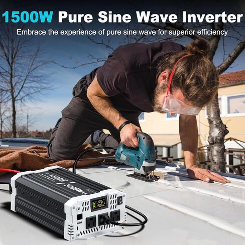 3000 watt Pure sine Wave Inverter, 12V DC to 110V AC Power Inverter, Used for Solar Emergency Power Supply in RV Homes, with 3 AC Output sockets, USB Port, Type-C Port, Remote Control with LCD Screen in Saudi Arabia