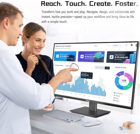 27 بوصة شاشة اللمس شاشة 2K 240Hz QHD 2560X1440 IPS شاشة الكمبيوتر ، HDMI & type C & USB & Displayports ، عرض متعدد اللمسات من 10 نقاط لعمليات الأعمال والألعاب ، بدون إطار ، 240 هرتز ، فيسا in Kuwait