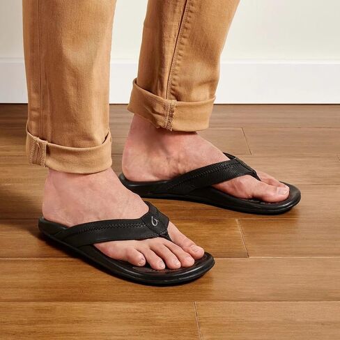OluKai Hiapo Men's Leather Beach Sandal, Crafted Materials | Non-Marking Sole, Lightweight & Durable, All-Day Comfort & Support in Saudi Arabia