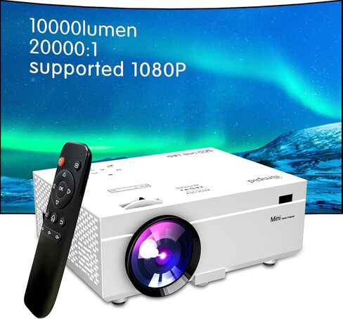 4K Projector 15000 Lumens Portable Video Projector ، 200 "شاشة Full HD 1080p Mini Movie Projector ، متوافق مع HDMI USB Smarthes Stick Stick Stick for Outdoor/Home Profection in Saudi Arabia