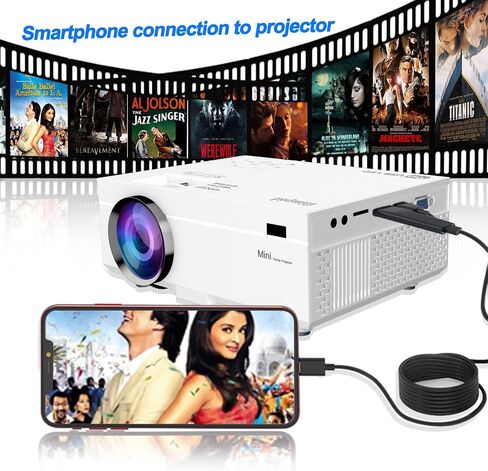4K Projector 15000 Lumens Portable Video Projector ، 200 "شاشة Full HD 1080p Mini Movie Projector ، متوافق مع HDMI USB Smarthes Stick Stick Stick for Outdoor/Home Profection in Saudi Arabia