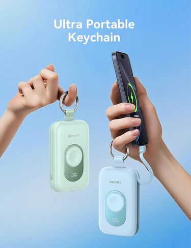 Rorry Portable Charger ، 20000mah Pd 30W Portable Charger Bank مع 2 كابلات مدمجة ، حزمة بطارية شحن سريعة للغاية مع سلسلة مفاتيح ، أساسية للسفر في iPhone ، Apple Watch ، iPad ، Pink in Kuwait