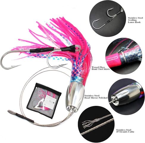 VIKETECH 12’’ 15oz Stainless Deep Sea Fishing Trolling Lure for Marlin Tuna Mahi Mahi Wahoo Sailfish Dolphin Saltwater Offshore Big Game Trolling Lures Included Mesh Bag in Saudi Arabia