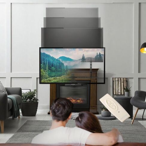 حائط تليفزيون Fireplace Fireplace ، جهاز التحكم عن بُعد ، هبوط كهربائي لأسفل ، قوس تصاعد Mantel لمدة 32 إلى 65 بوصة ، وتلفزيون الموقد يصل إلى 88 رطلاً ، وارتفاع قابل للتعديل ، و Max Vesa 600 × 600 ملم in Saudi Arabia