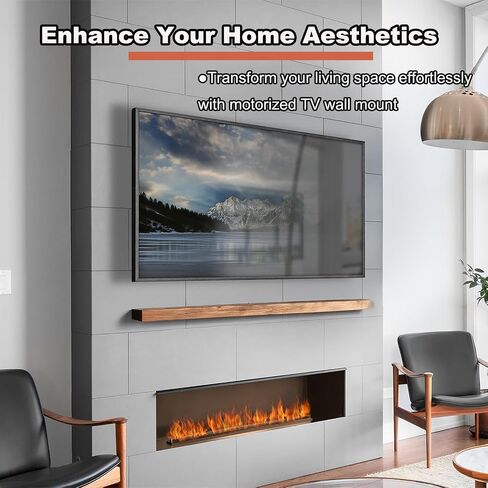 حائط تليفزيون Fireplace Fireplace ، جهاز التحكم عن بُعد ، هبوط كهربائي لأسفل ، قوس تصاعد Mantel لمدة 32 إلى 65 بوصة ، وتلفزيون الموقد يصل إلى 88 رطلاً ، وارتفاع قابل للتعديل ، و Max Vesa 600 × 600 ملم in Saudi Arabia