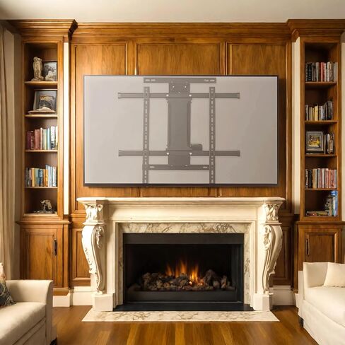 حائط تليفزيون Fireplace Fireplace ، جهاز التحكم عن بُعد ، هبوط كهربائي لأسفل ، قوس تصاعد Mantel لمدة 32 إلى 65 بوصة ، وتلفزيون الموقد يصل إلى 88 رطلاً ، وارتفاع قابل للتعديل ، و Max Vesa 600 × 600 ملم in Saudi Arabia