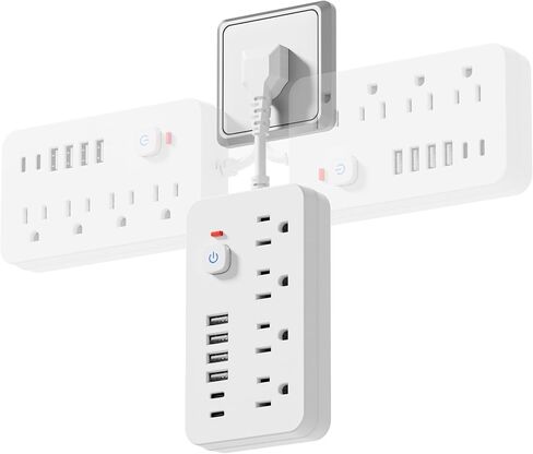 String Protector Power Strip - سلك Extension Shortway مع 4 منافذ التيار المتردد ، 6 منافذ USB (2 USB C) وحماية الحمل الزائد ، موسع سلك قصير مضغوط ومحمولة للسفر المكتبي المنزلي in Saudi Arabia