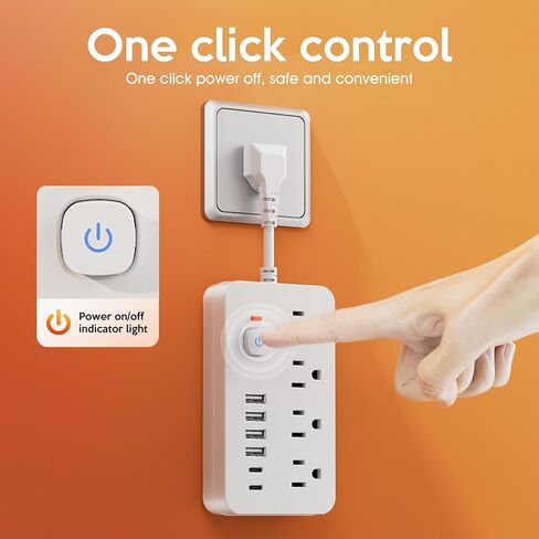 String Protector Power Strip - سلك Extension Shortway مع 4 منافذ التيار المتردد ، 6 منافذ USB (2 USB C) وحماية الحمل الزائد ، موسع سلك قصير مضغوط ومحمولة للسفر المكتبي المنزلي in Saudi Arabia
