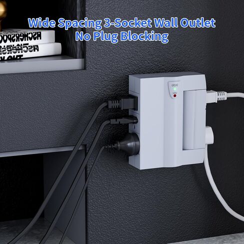 Elecan 6 Outlet Extender Surge Protector ، Side Access Divel Power Flitter ، 3 محول TAP الجدار متعدد المخرجات قابل للدوار ، ملاءمة ضيقة ، قابس دافئ مسطح من 3-PRONG ، 1000J/125V ، ETL-WHITE in Saudi Arabia