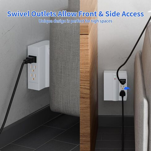 Elecan 6 Outlet Extender Surge Protector ، Side Access Divel Power Flitter ، 3 محول TAP الجدار متعدد المخرجات قابل للدوار ، ملاءمة ضيقة ، قابس دافئ مسطح من 3-PRONG ، 1000J/125V ، ETL-WHITE in Saudi Arabia