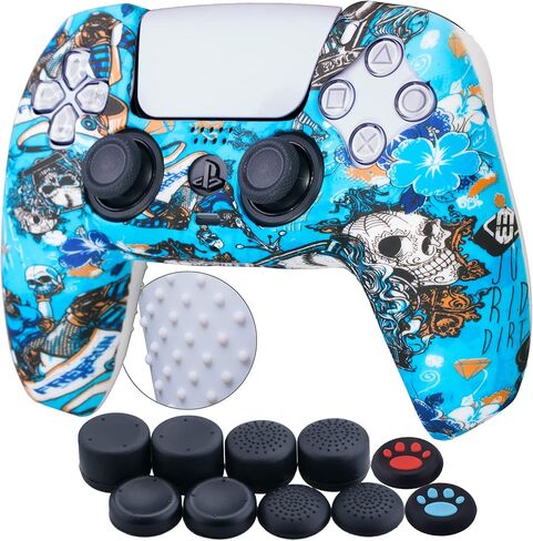 Water Transfer Printing Silicone Thickened Cover Skin Case for PS5 Controller x 1(Witch) with Thumb Grips x 10 in Saudi Arabia