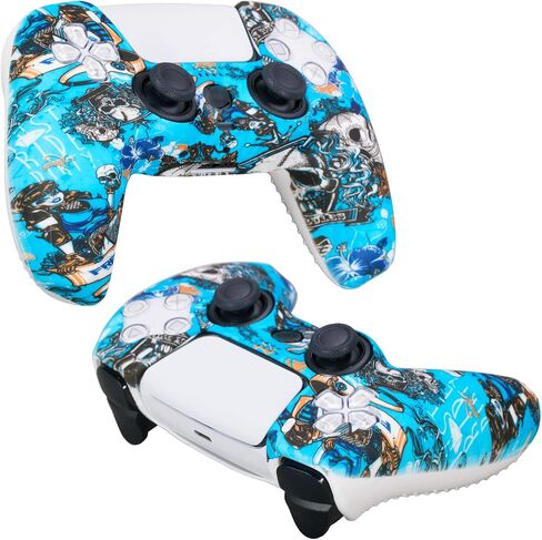 Water Transfer Printing Silicone Thickened Cover Skin Case for PS5 Controller x 1(Witch) with Thumb Grips x 10 in Saudi Arabia