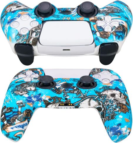 Water Transfer Printing Silicone Thickened Cover Skin Case for PS5 Controller x 1(Witch) with Thumb Grips x 10 in Saudi Arabia