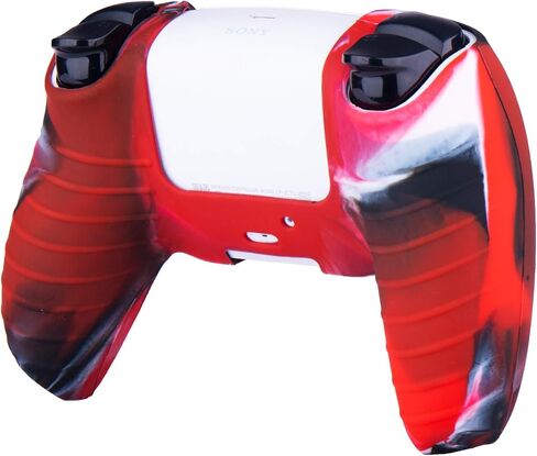 علبة الجلد تغطية السيليكون لوحدة التحكم PS5 x 1 (Red Camouflage) مع قبضة الإبهام × 10 in Saudi Arabia
