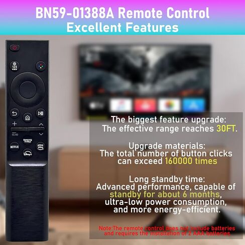 BN59-01388A عن بُعد متوافق مع Samsung Crystal 4K UHD CU7000 DU7200 Series TV ، Fit to Samsung Smart Qled LED TVS Universal for BN59-01388H BN59-01457A TM2240A ، （بدون بطارية） بدون بطارية. in Kuwait
