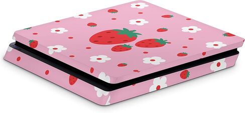 Zoomhitskins متوافق مع PS 4 Slim ، Fraise Strawberry Pink Cute Kawaii ثمار حلوة ، متينة وملائمة ، سهلة التثبيت ، 3M فينيل ، مصنوعة في الولايات المتحدة الأمريكية in Saudi Arabia
