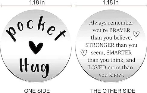 Always Remember You are Braver Than You Believe - Pocket Hug Token with Leather Keychain, Stainless Steel Double Sided Coin Long Distance Relationship Keepsake Gift in Saudi Arabia