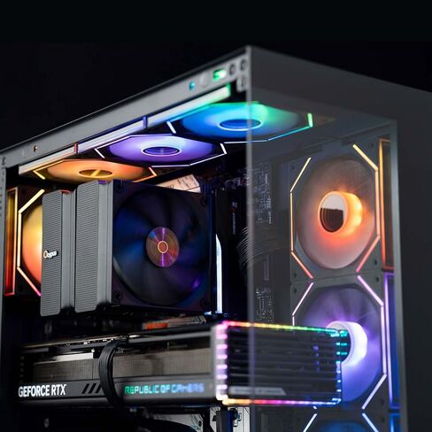 Gamma F12 Uni 120mm PC Fans ، مروحة تبريد حالة الكمبيوتر Daisy-Chain ، مرآة Infinity Gen الجديدة ، تأثيرات ضوء Argb المتدفق ، PWM منخفضة الضوضاء ، حتى 1800 دورة في الدقيقة 9-Blade (BK ، 3pcs) in Kuwait