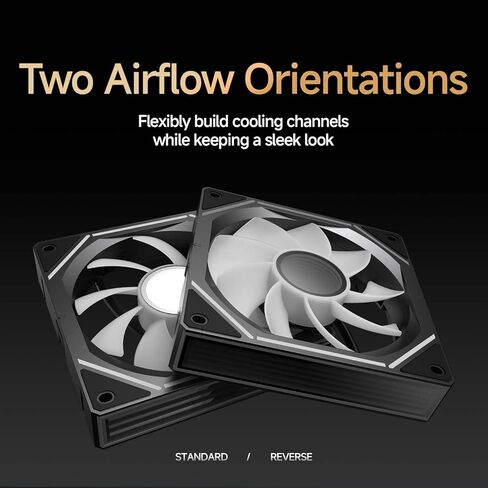 Gamma F12 Uni 120mm PC Fans ، مروحة تبريد حالة الكمبيوتر Daisy-Chain ، مرآة Infinity Gen الجديدة ، تأثيرات ضوء Argb المتدفق ، PWM منخفضة الضوضاء ، حتى 1800 دورة في الدقيقة 9-Blade (BK ، 3pcs) in Kuwait