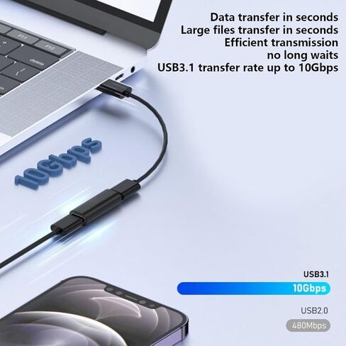 محول امتداد USB Type C USBC 3.1 أنثى إلى موسع الذكور لتعزيز اتصال الطاقة 10 جيجابت في الثانية/PD60W in Kuwait
