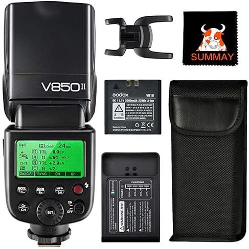 Godox V850ii GN60 1/8000s HSS فلاش الكاميرا Speedlight متوافق مع جميع الكاميرات ذات العلامات التجارية 650 قوة كاملة بوبس 1.5 ثانية وقت إعادة التدوير 2000 مللي أمبير بطارية قابلة للشحن (V850II) in Saudi Arabia