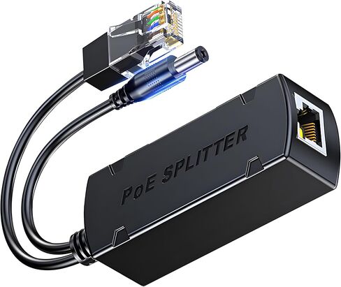 Gigabit PoE Splitter 12V 1.2A Output, 10/100/1000Mbps Ethernet Over Powerline Adapter Power Over Ethernet Adapter for Security Camera CCTV Surveillance in Kuwait