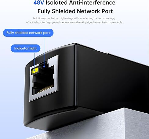Gigabit PoE Splitter 12V 1.2A Output, 10/100/1000Mbps Ethernet Over Powerline Adapter Power Over Ethernet Adapter for Security Camera CCTV Surveillance in Kuwait