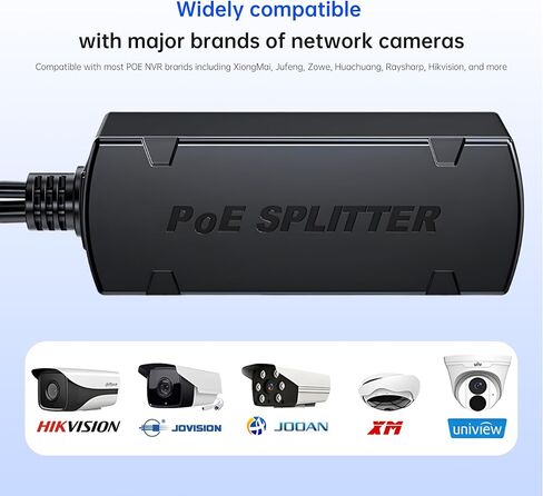 Gigabit PoE Splitter 12V 1.2A Output, 10/100/1000Mbps Ethernet Over Powerline Adapter Power Over Ethernet Adapter for Security Camera CCTV Surveillance in Kuwait