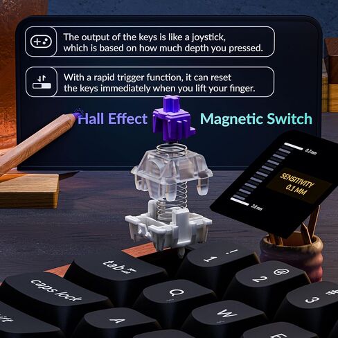 Keychron K6 HE 65% Wireless Mechanical Keyboard, 2.4GHz & Bluetooth, Gateron Double-Rail Magnetic Switch, Shine-Through PBT Keycaps, Aluminum Frame, Compatible with Windows/Mac – Black in Saudi Arabia