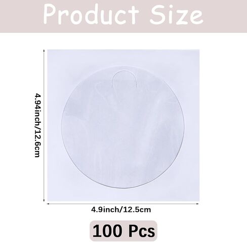 CRASPIRE 100 Pack CD DVD الأكمام مع نافذة واضحة ورفرف الأذواق البيضاء القابلة لإعادة الاستخدام DVD حامل الأكمام المتوافق مع أقراص CD SIZE القياسية لحالات القرص وسائل الإعلام 4.9 × 4.9 بوصة in Saudi Arabia