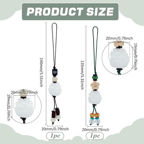 FINGERINSPIRE 2 Pcs 2 Styles Resin Lotus Flower Phone Charm 5.3x0.7inch Mobile Phone Pendant Lucky Phone Charm Cell Phone Lanyard Decoration Cell Phone Strap for Mobile Phone Keychain Bag Accessories in Saudi Arabia
