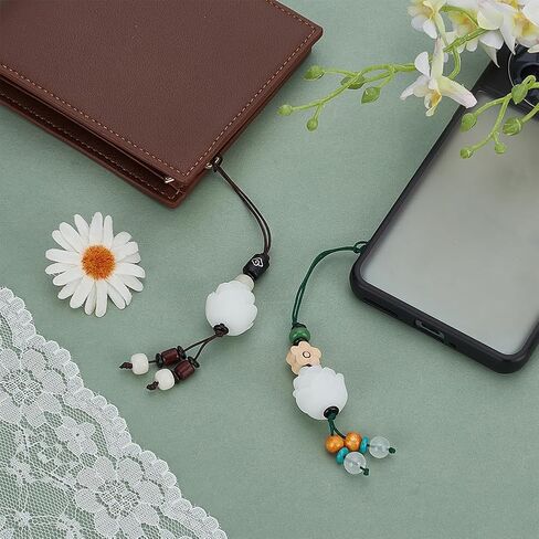 FINGERINSPIRE 2 Pcs 2 Styles Resin Lotus Flower Phone Charm 5.3x0.7inch Mobile Phone Pendant Lucky Phone Charm Cell Phone Lanyard Decoration Cell Phone Strap for Mobile Phone Keychain Bag Accessories in Saudi Arabia