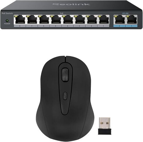 Reolink PoE Switch with 8 Ports, 120W for All Ports, Ideal for Reolink NVR and PoE Cameras, Bundle with A Wireless Mouse with USB Nano Receiver, Works 8-Channel/16Channel NVR in Saudi Arabia