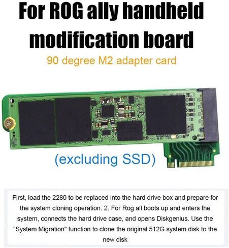 محول محول بطاقة الذاكرة SSD لـ PCIE4.0 لـ ROG Ally ، لوحة النقل 90 ° M2 Transfercard متوافقة مع ROG Ally Handheld Game Console in Saudi Arabia