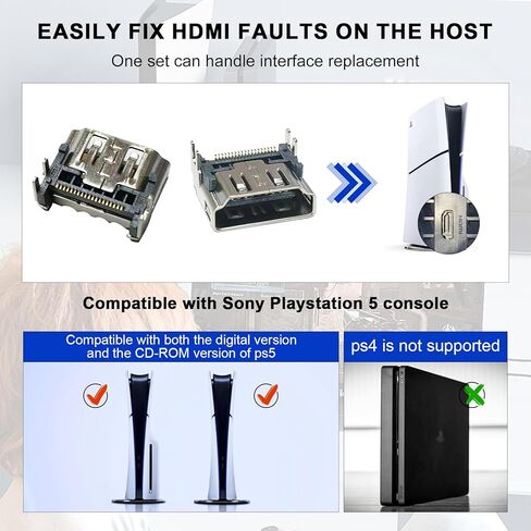HLRAO 4 Pack Replacement HDMI Port for Sony Playstation 5 PS5 Display Socket Interface Jack Connector ,PS5 HDMI Port Replacement with Repair Tool Kit for PS5 Console in Kuwait